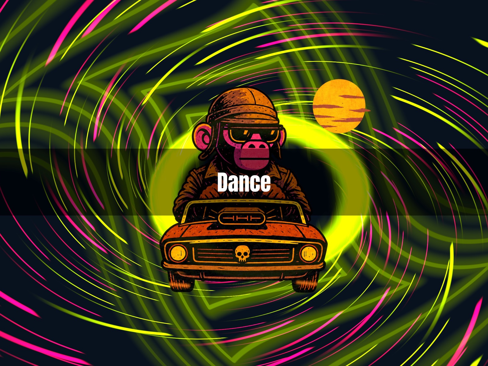 The message DANCE shown over a live LousyMonkey visual